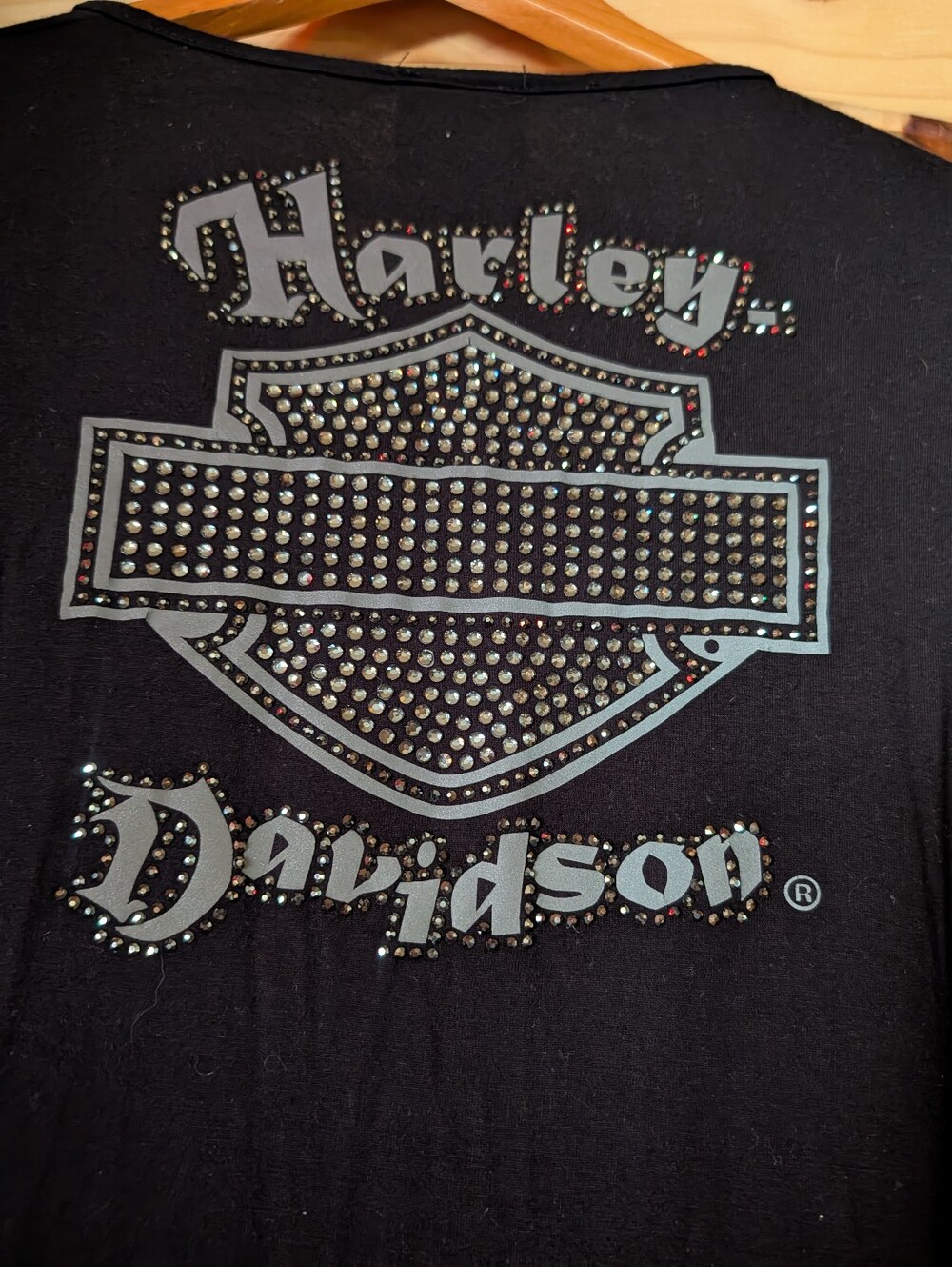 Women's Harley Davidson Sz. L/XL Pull-on Cardigan With Blinged Emblem On Back